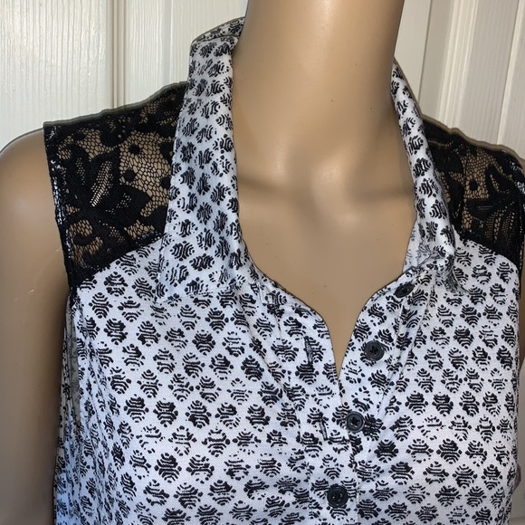 Plus size 1X black lace grey sleeveless tunic shirt top 1X - Picture 5 of 12